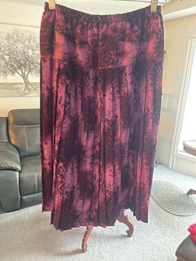 Michaels Velvet Pleated Maxi Skirt - Deep Wine
